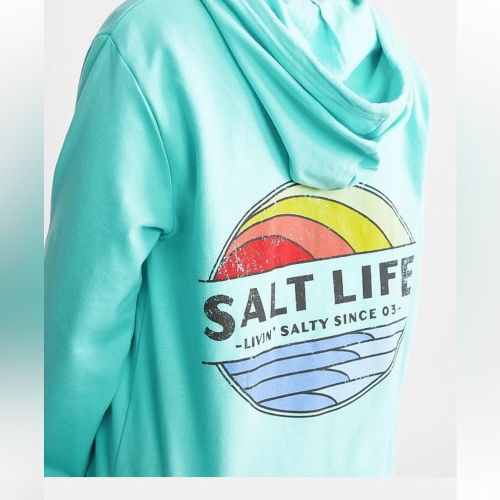 Salt Life Teal Hoodie with Graphic Sz L unisex
